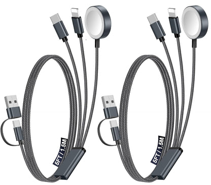 Travel Essentials for Apple Watch Charger,3-in-2 Multi Charging Cable