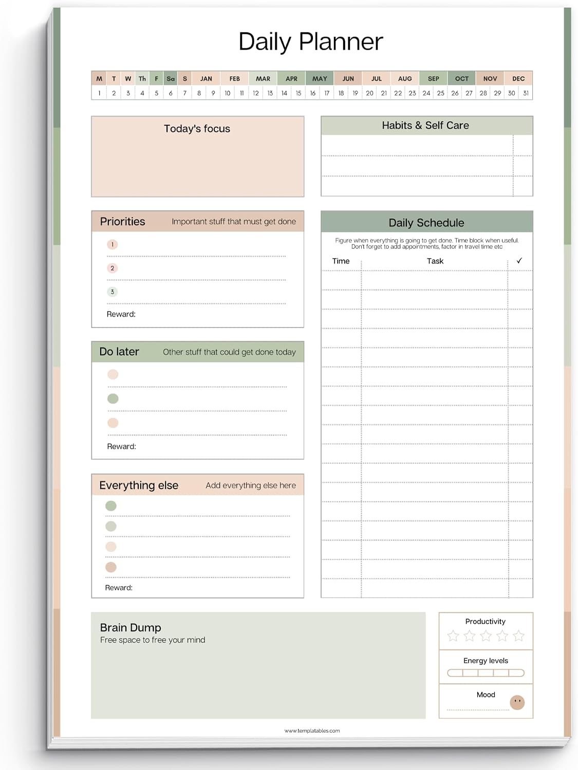 ADHD Daily Planner Notepad for Neurodivergent Adults - Productivity Daily Planner Desk Pad & Task Management to Stay Organized and Focused Note Pad (Rainbow, A4 Portrait)