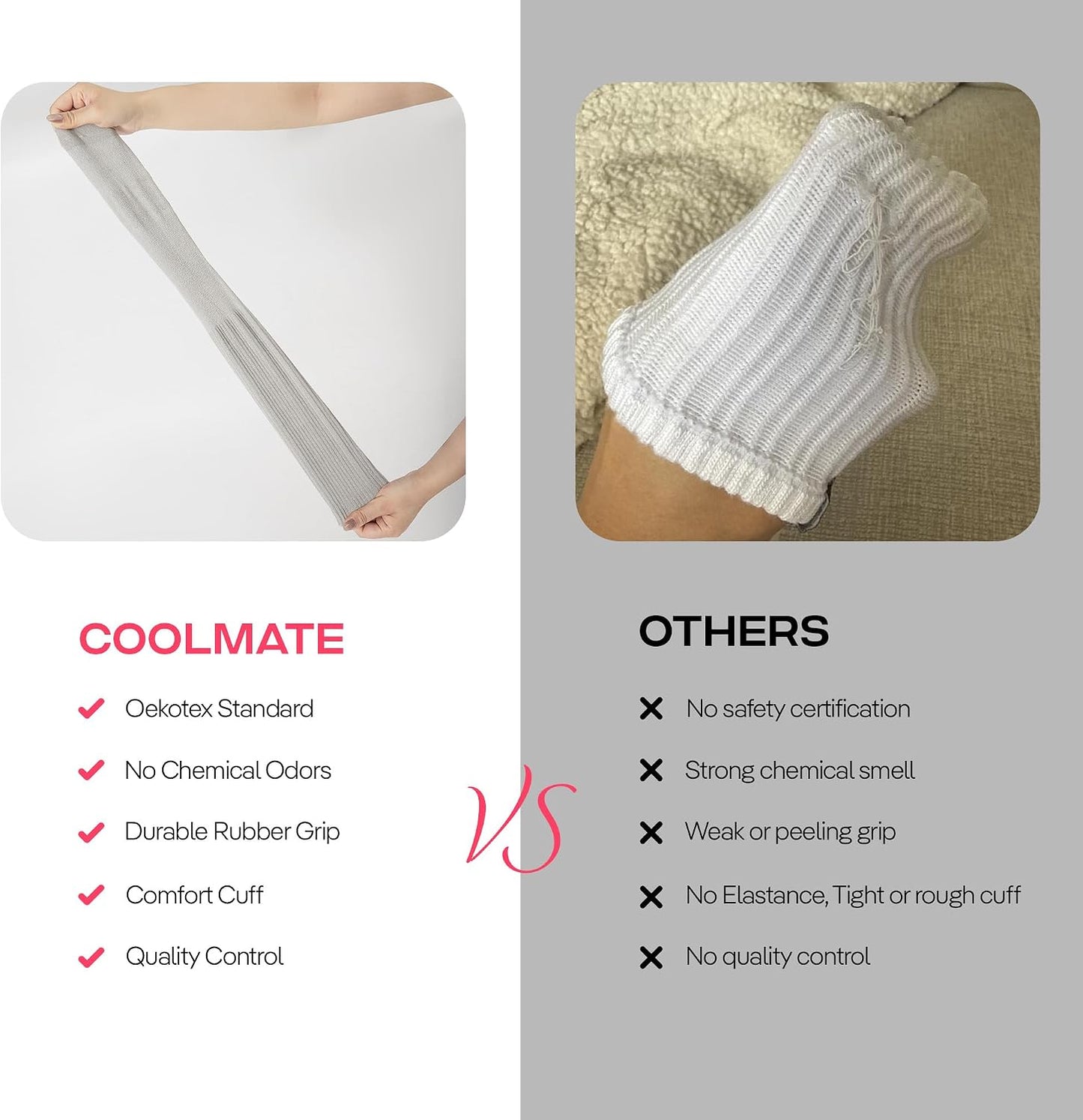 COOLMATE Pilates Socks with Grips for Women, Yoga Socks, Crew Non Slip Women for Barre, Pilates Gifts for Women - Colors A