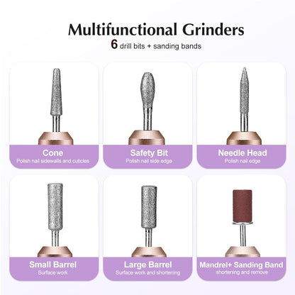 COSLUS C40 Electric Nail Drill File Professional: for Acrylic Gel Dip Powder Nails Portable Nail Machine Kit Manicure Pedicure Tools Polishing Set with Nail Drill Bits Sanding Bands