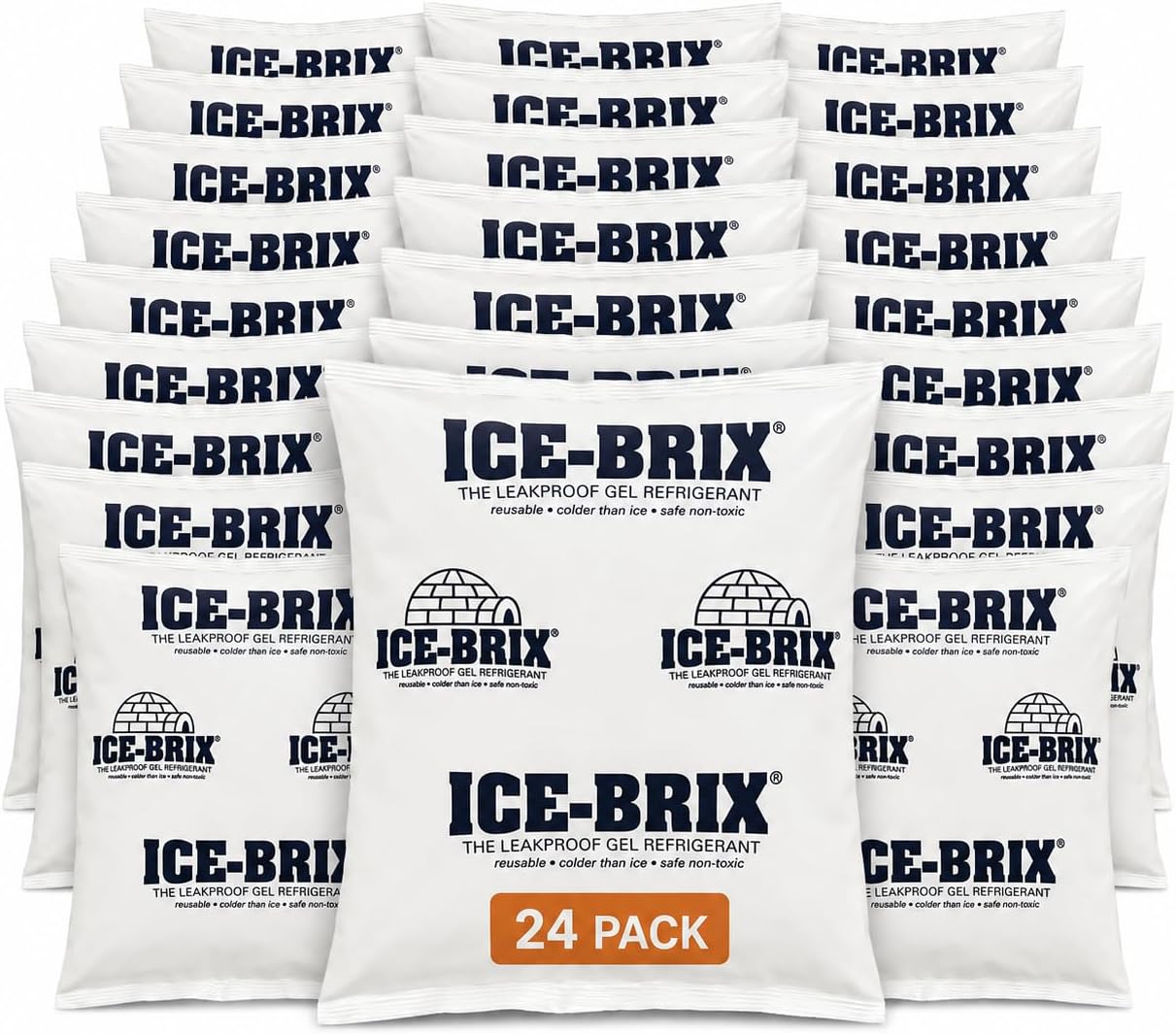 ICE-BRIX Reusable Gel Ice Packs for Shipping, 5 x 2.75 x 0.75 in, 3 oz White (96 Pack) - Compact Cold Packs for GLP-1 Medication Mailers, Lunch Boxes, Small Coolers, Frozen Food & Perishables