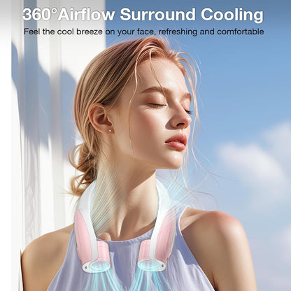 Hionly AI Neck Fan, 6 Speeds Adjustable Portable Personal Fan Rechargeable, Faster Cooling Wearable Fan, Ultra Quiet for Home, Office, Travel, Outdoor