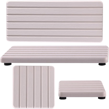 NiuYichee Set of 4 Water Absorbent Diatomite Coasters, Diatomaceous Earth Kitchen Soap Dish, Bathroom Trays, Water Absorbing Stone Used for Hand Soaps & Plants & Toiletries in The Modern Home