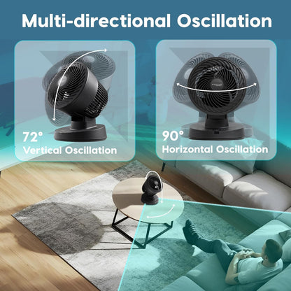 IRIS USA WOOZOO Air Circulator Fan with Remote, Oscillating, 5 Speeds, 82ft Max Air Distance, 90° Adjustable Tilt, 30db Quiet Motor, Small Fan for Bedroom, Office, Dorm, White