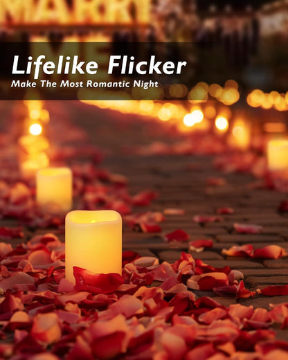 Homemory 24Pack Flickering Flameless Votive Candles for Wedding Decoration, 200+Hour Warm White Battery Operated LED Tealight, Electric Fake Candles for Party, Receptions, Halloween, Christmas