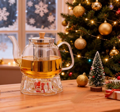CNGLASS Glass Teapot with Infuser,31oz Clear Glass Tea Kettle with Removable Stainless Steel Strainer,Stovetop Safe Glass Teapot for Blooming and Loose Leaf Tea…