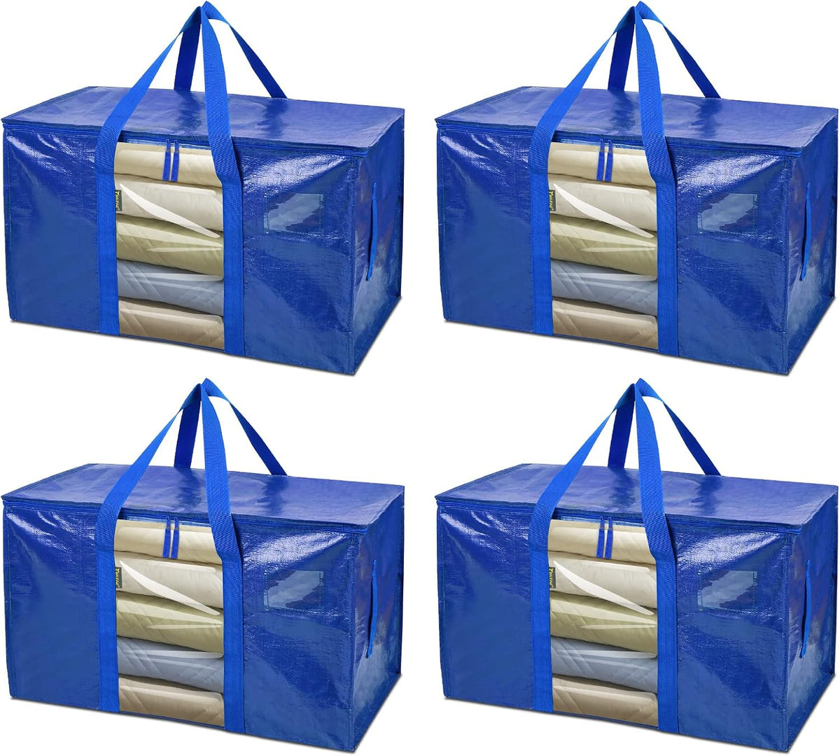 BALEINE Oversized Moving Bags with Reinforced Handles, Heavy-Duty Storage Tote for Clothes, Moving Supplies (Clear)