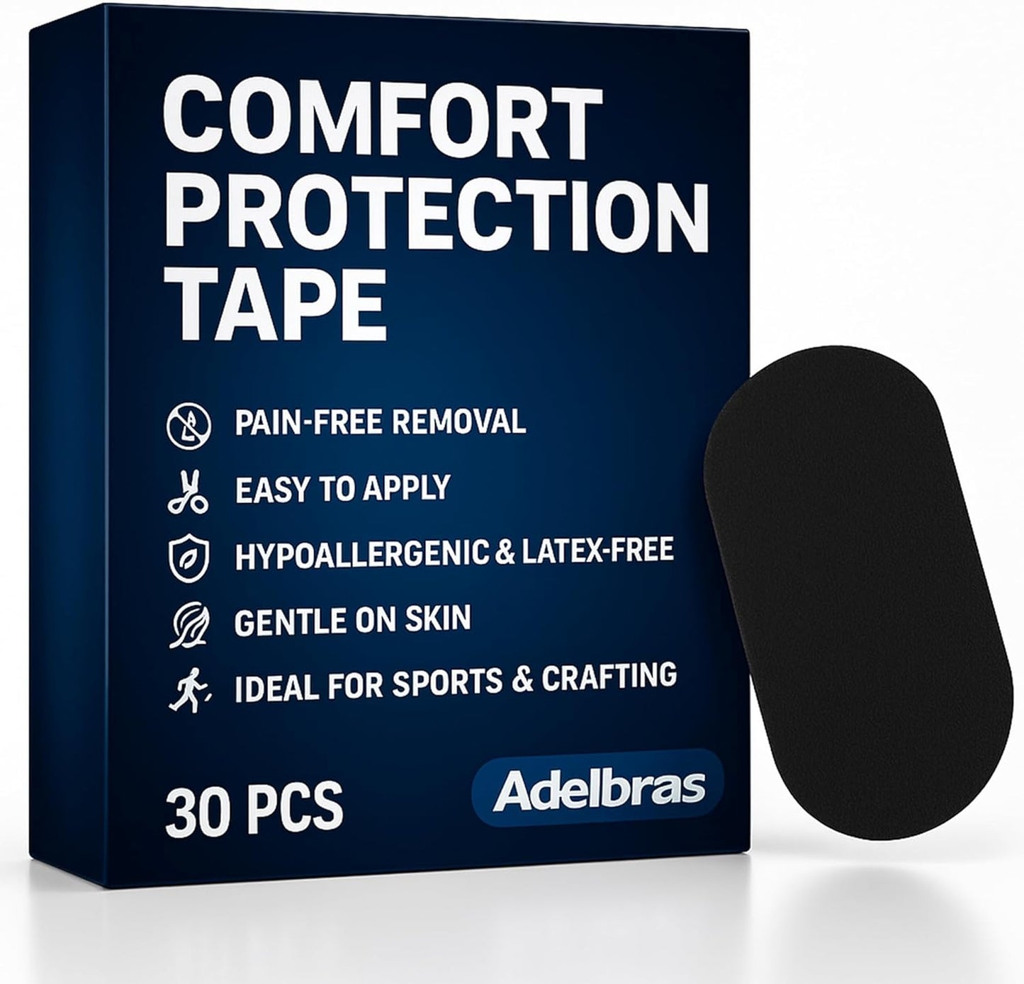Adelbras Comfort Tape (30 Pack) - Pain Free Removal, Hypoallergenic, Latex Free & Gentle On Skin