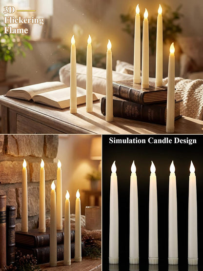 Treela 24 Pcs Flameless Taper Candles Battery Operated Bulk Fake Candles Light LED Candle Sticks Flickering Tapered for Easter Wedding Anniversary Decoration(Basic,11 Inch,Ivory)