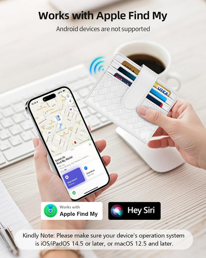 Smart Women Wallet with Find My, Wallet Tracker, RFID Blocking Bifold Credit Card Holder, Left-Behind Alerts, Play Sound, Anti-Loss, Wireless Rechargeable, Works with iPhone, iPad, Mac, Black