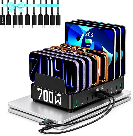 700W 10-in-1 GaN 5 Fast Charger Dock Multi Device Charging Station