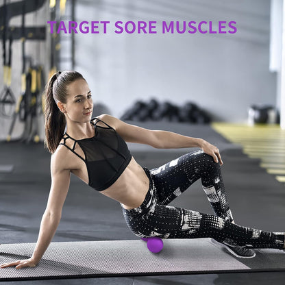 5BILLION FITNESS Peanut Massage Ball,Double Lacrosse Ball and Mobility Massage Ball for Physical Therapy - Deep Tissue Massage Tool for Myofascial Release, Muscle Relaxer, Acupoint Massage (Purple)