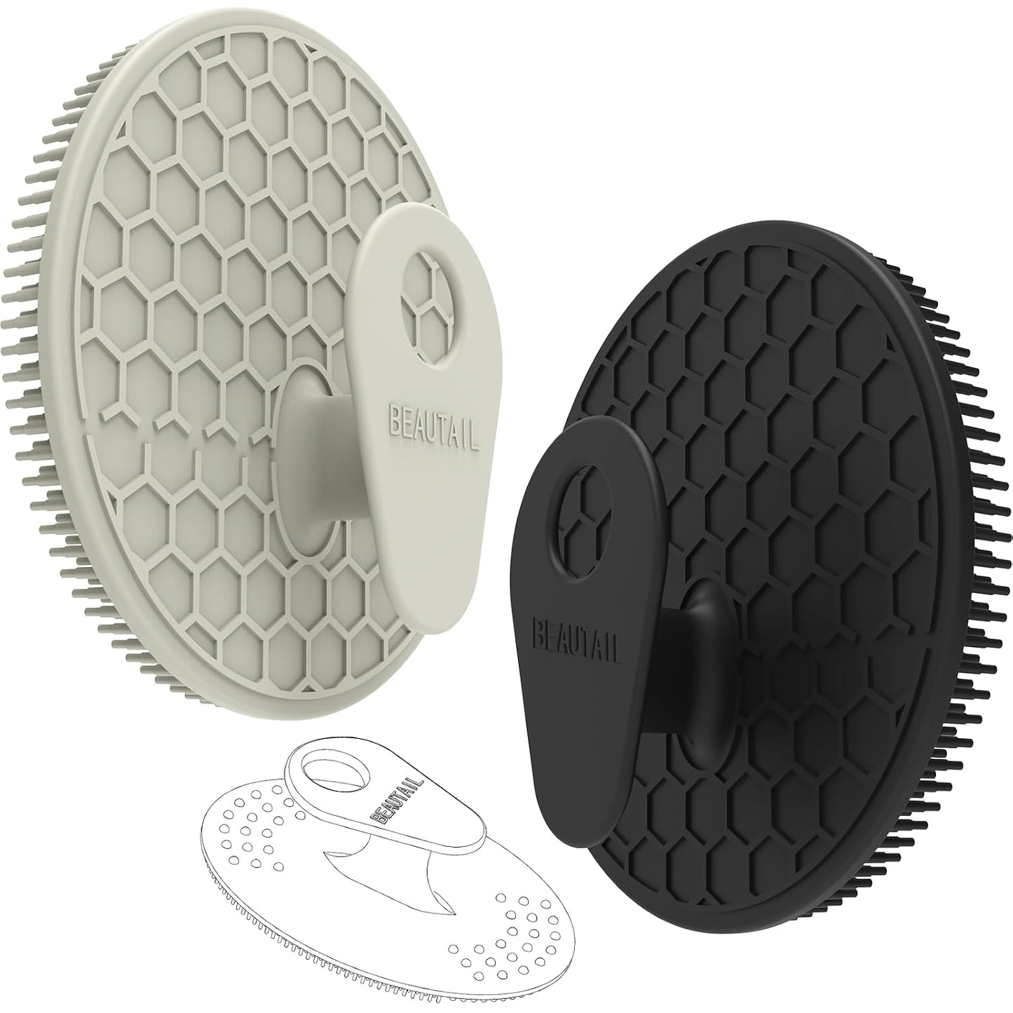 Silicone Body and Face Scrubber Set 5 Pack, BEAUTAIL Shower Bath Scrubber, Gentle Exfoliating Brush for Women Men Sensitive Skin, More Hygienic Than Traditional Loofah, Long Lasting, Black+Pink+Green