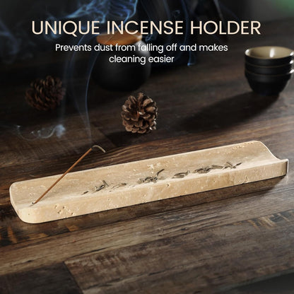 Koville Marble Incense Holder, Incense Holder for Sticks, Incense Sticks Holder Ash Catcher for Meditation Yoga SPA, Natural Stone Incense Burner, Home Table Decor (Grey)