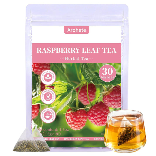 Arohete Raspberry Leaf Tea Bags,30 Teabags-Natural Red Raspberry Leaves Herbal Tea-Caffeine Free -No Additives-Support Menstrual