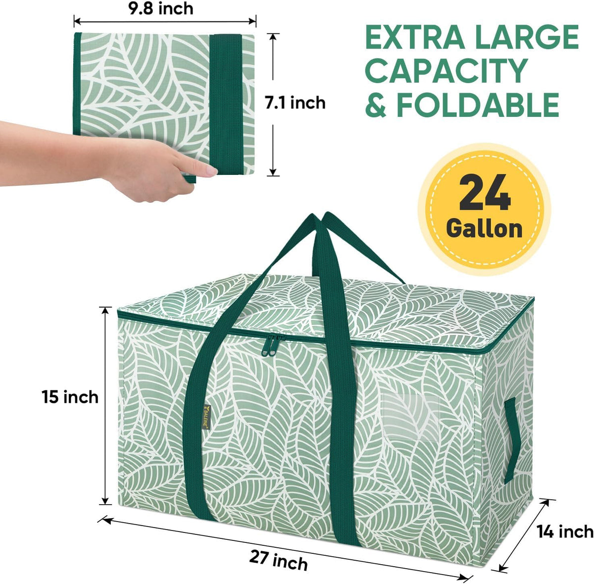 BALEINE Oversized Moving Bags with Reinforced Handles, Heavy-Duty Storage Tote for Clothes, Moving Supplies (Clear)