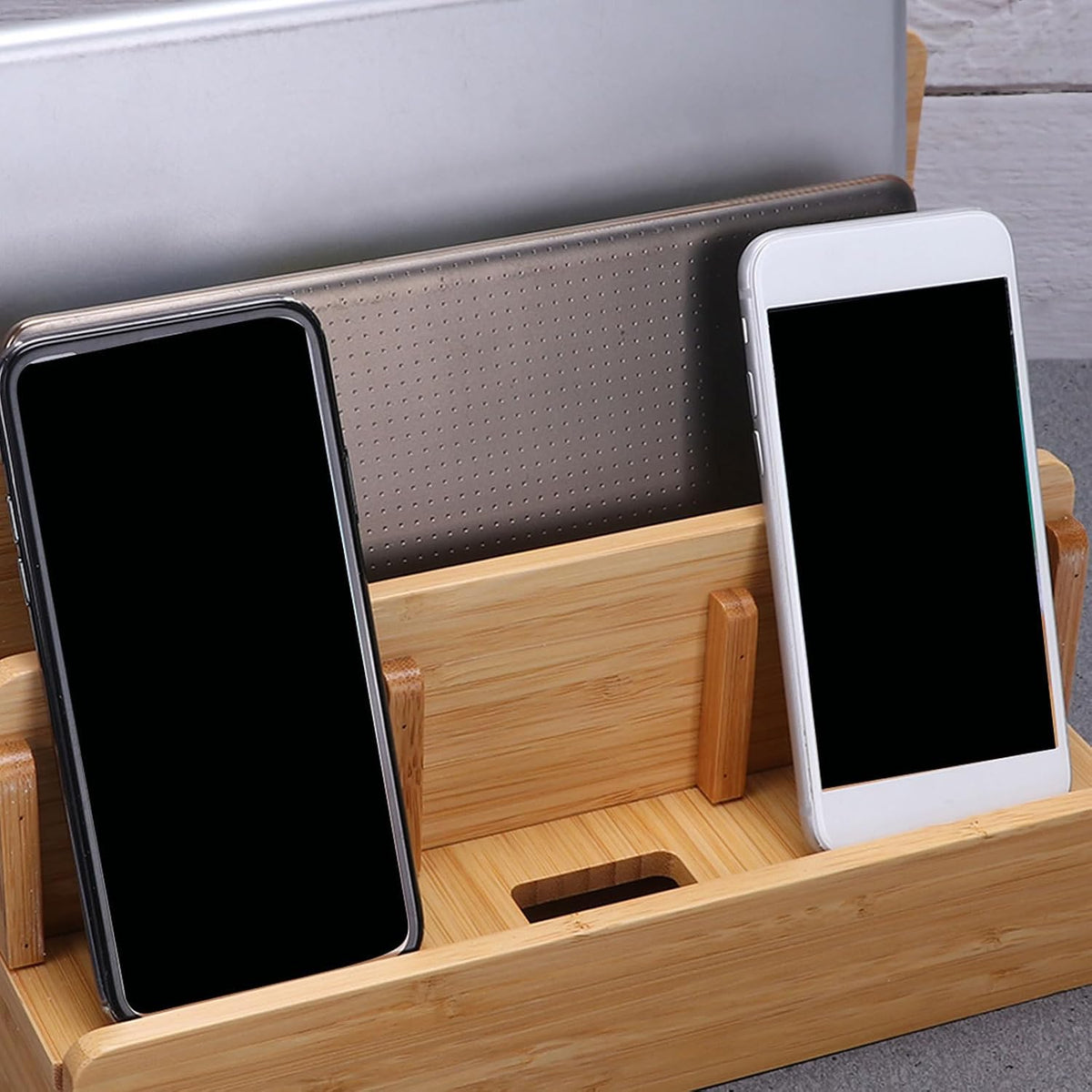 Xmas Bamboo Charging Docking Organizer with Phone Holder for Devices
