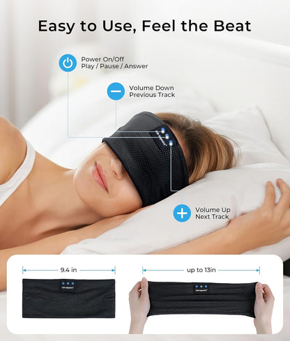 ink-topoint Sleep Headphones Bluetooth 5.4 Headband, 2 in 1 Sleep Mask with Bluetooth Headphones, Wireless Headband Earphones with Ultra-Thin HD Stereo Speaker, Music Headband for Workout Running Yoga