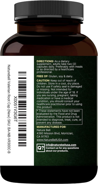 NatureBell Valerian Root for Sleep, 300 Veggie Capsules with Magnesium Glycinate, Chamomile, Passionflower, Lemon Balm, Ashwagandha, & More – Relaxation & Sleep Support Supplement – Melatonin Free