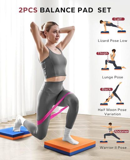 HAPBEAR Exercise Balance Pad - 15"x12" Non-Slip Textured Bottom Stability Training Mat - 2.25" Thick Soft Cushioned Foam for Physical Therapy, Core Training & Home Workouts