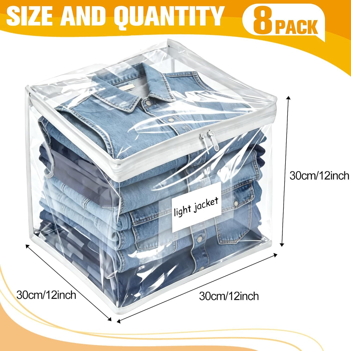 Plastic Storage Bags with Easy-Glide Zipper, Durable Clear Vinyl Zippered Storage Bags for Clothes Sweaters Comforters Blankets Sheets Bedding (15.7 x 13.8 x 3.9 Inch, Transparent White)