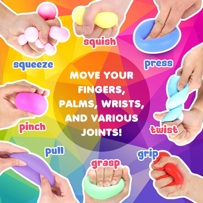 Slow Rising Stress Ball 24 Pack, Stretchy Fidget Ball for Anxiety Stress Relief, Hand Therapy Sensory Squishy Ball, Pull Stretch Fidget Toy for Students, Classroom Prize Box Toys