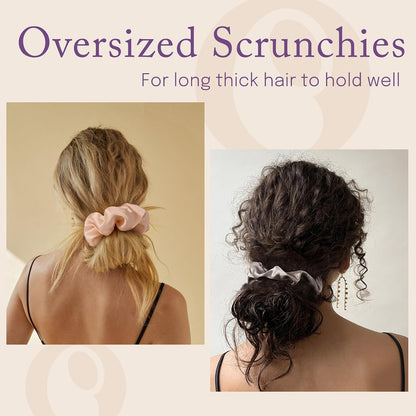 OLESILK Silk Scrunchies Oversized 100% Mulberry: Large for Women& Girls Long Thick Hair, Soft Smooth for No Damage Hair Care Sleeping