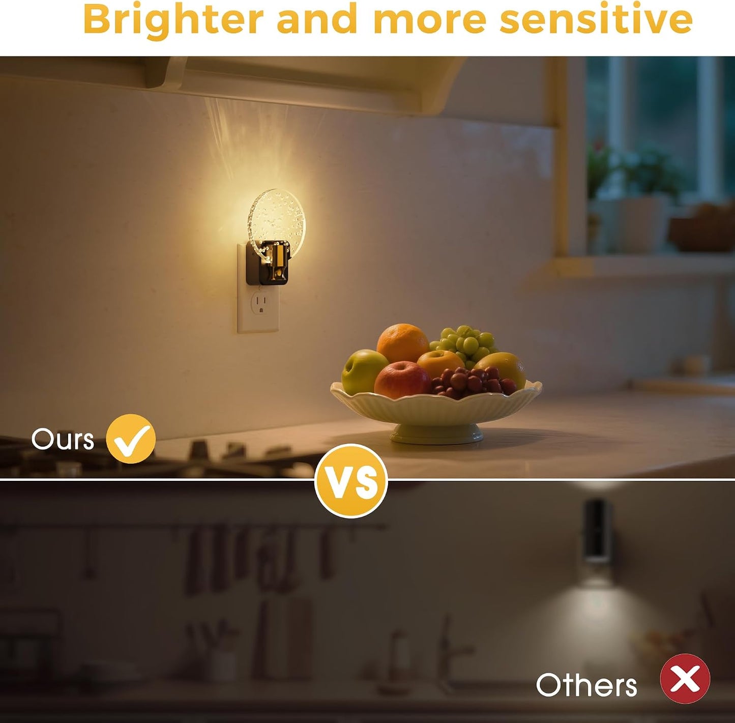 L LOHAS LED Night Lights Plug into wall, Amber Night Light with Adjustable Brightness, Plug in NightLight with Auto Light Sensor, Wall Sconce-Style Design Night Light for Bathroom,Hallway, 2 Pack
