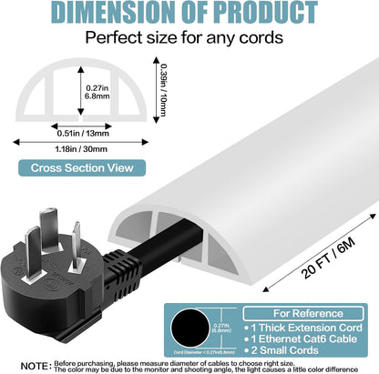 Floor Cord Cover Self Adhesive Cord Hider,10FT Cable Management, Extension Strip Protector for Wires, Prevent Cable Trips for Offices, Gyms, Exhibitions Cavity 0.39"(W) x 0.27"(H) BrownWood