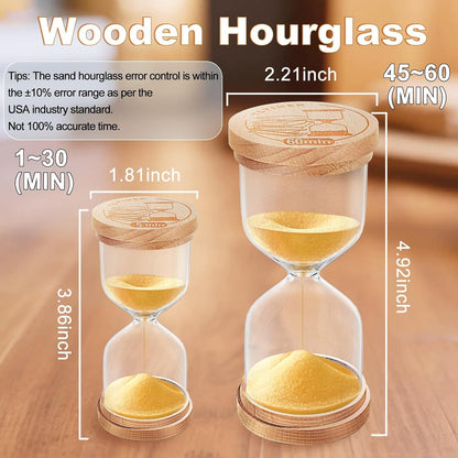 1 Minute Sand Timer, Wooden Sand Hourglass, Small Blue Hourglass, Sandglass Clock 1 Min for Classroom,Game,Decorative (Black)