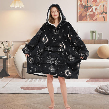Mewkou Wearable Blanket Hoodie for Adult,Oversized Sherpa Fleece Blanket Hoodie for Women Men,Grey