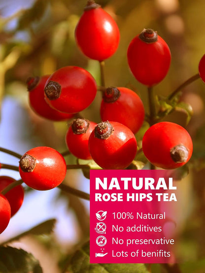 TeeLux Rosehip Tea Loose Leaf, Whole Dried Rose Hips Herbal Tea, 5.3oz