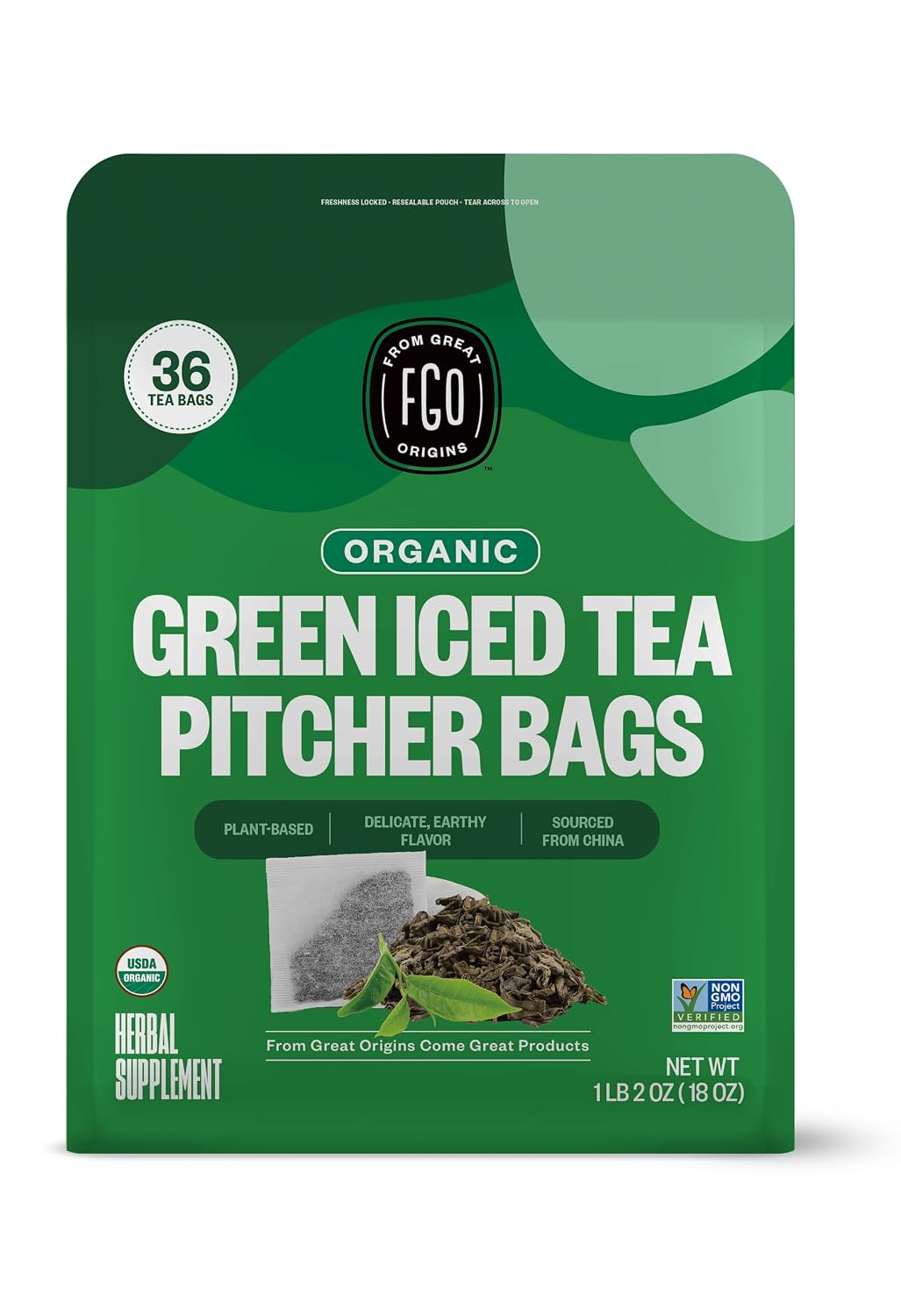 FGO Organic Chamomile Tea, 100 Count, Eco-Conscious Tea Bags, Resealable Bag, Packaging May Vary (Pack of 1)