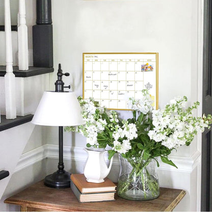 Gold Weekly Dry Erase Board for Wall,12"x16",Gold Metal Frame Weekly Planner Whiteboard for to Do List, Memo, School, Home, Office, Kitchen-GZ