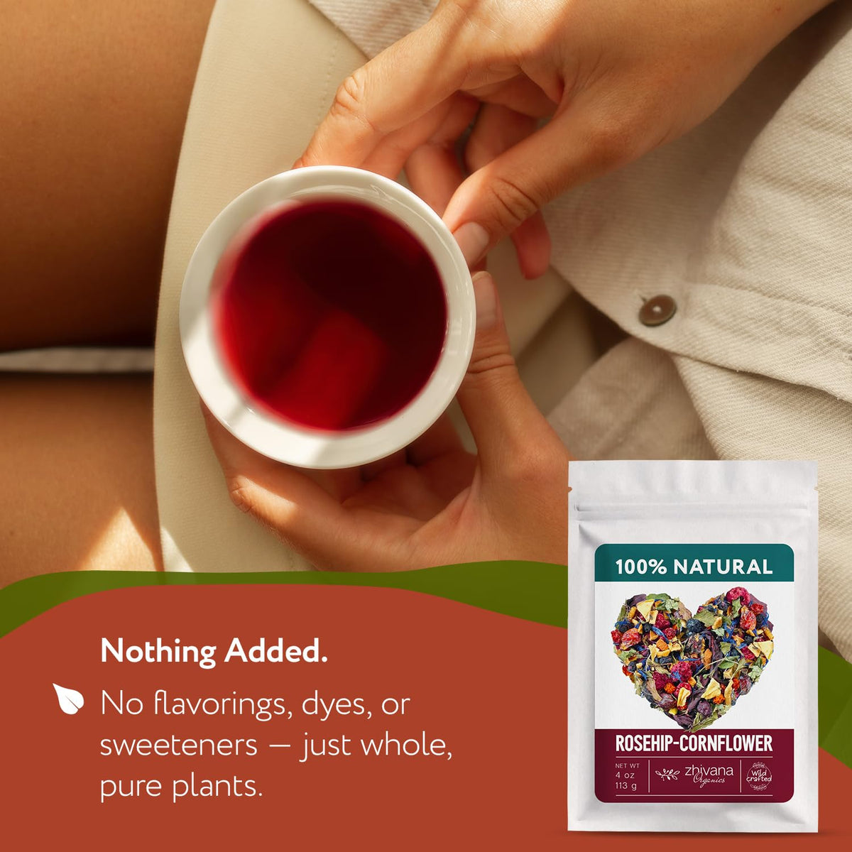 Loose Leaf Herbal Tea with Raspberry, Rosehip & Hibiscus 4oz.– No Caffeine