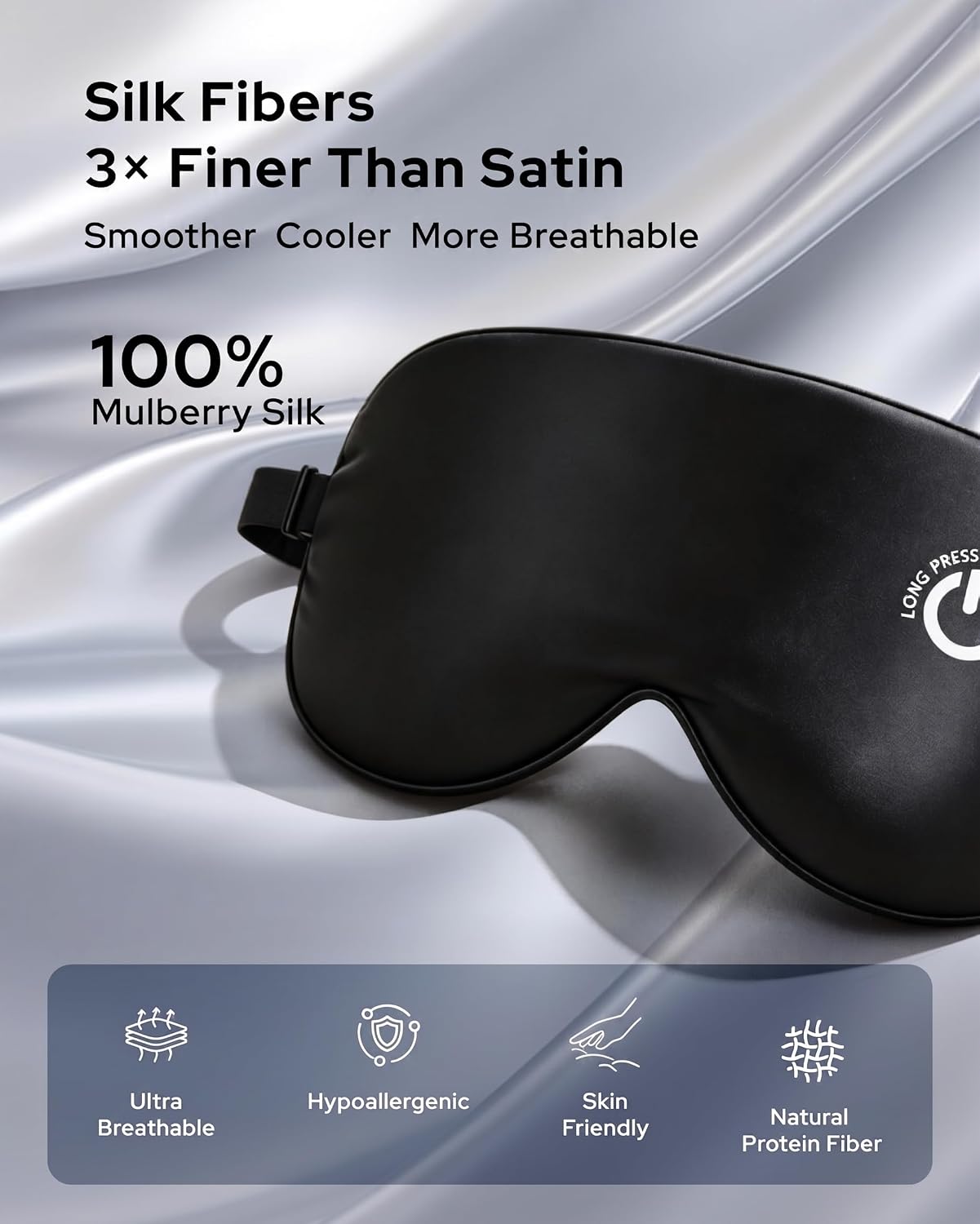 Heated Eye Mask for Dry Eyes, Cordless Rechargeable Warm Compress with 100% Mulberry Silk Cover, 3 Heat Settings, 20-Min Auto-Off, FSA-HSA Eligible Eye Mask for Home, Office & Travel