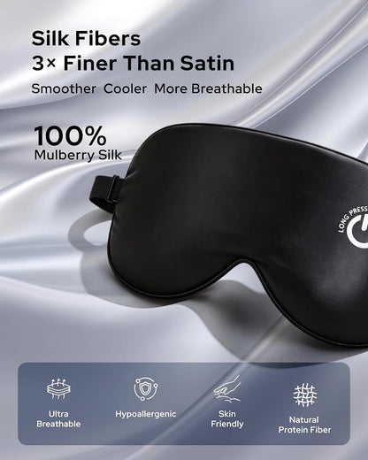 Heated Eye Mask for Dry Eyes, Cordless Rechargeable Warm Compress with 100% Mulberry Silk Cover, 3 Heat Settings, 20-Min Auto-Off, FSA-HSA Eligible Eye Mask for Home, Office & Travel