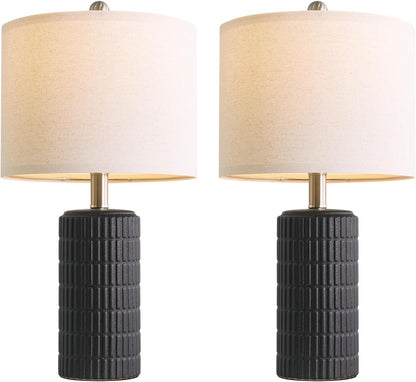 PoKat 20.75" Small Modern Ceramic Table Lamps Set of 2 for Bedroom, White Bedside Lamps for Night Stands, Farmhouse Desk Home Decor Gift Nightstand Table Lamps for Living Room End Table Beige