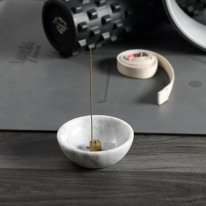 Koville Italian Travertine Incense Holder, 6" Incense Holders for Sticks, Sturdy Incense Burner Ash Catcher, Ideal for Meditation, Relaxing, Easy to Clean