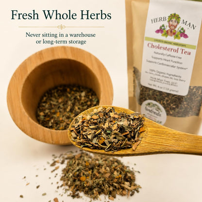 CHOLESTEROL HEALTH TEA – Traditional Herbal Tea for Healthy Cholesterol Levels with Moringa, Fenugreek, Turmeric, Cinnamon, Ginger, Tulsi & Dandelion – Premium Organic Loose Leaf Tea by Master Herbalist Khabir – Non-GMO, No Additives