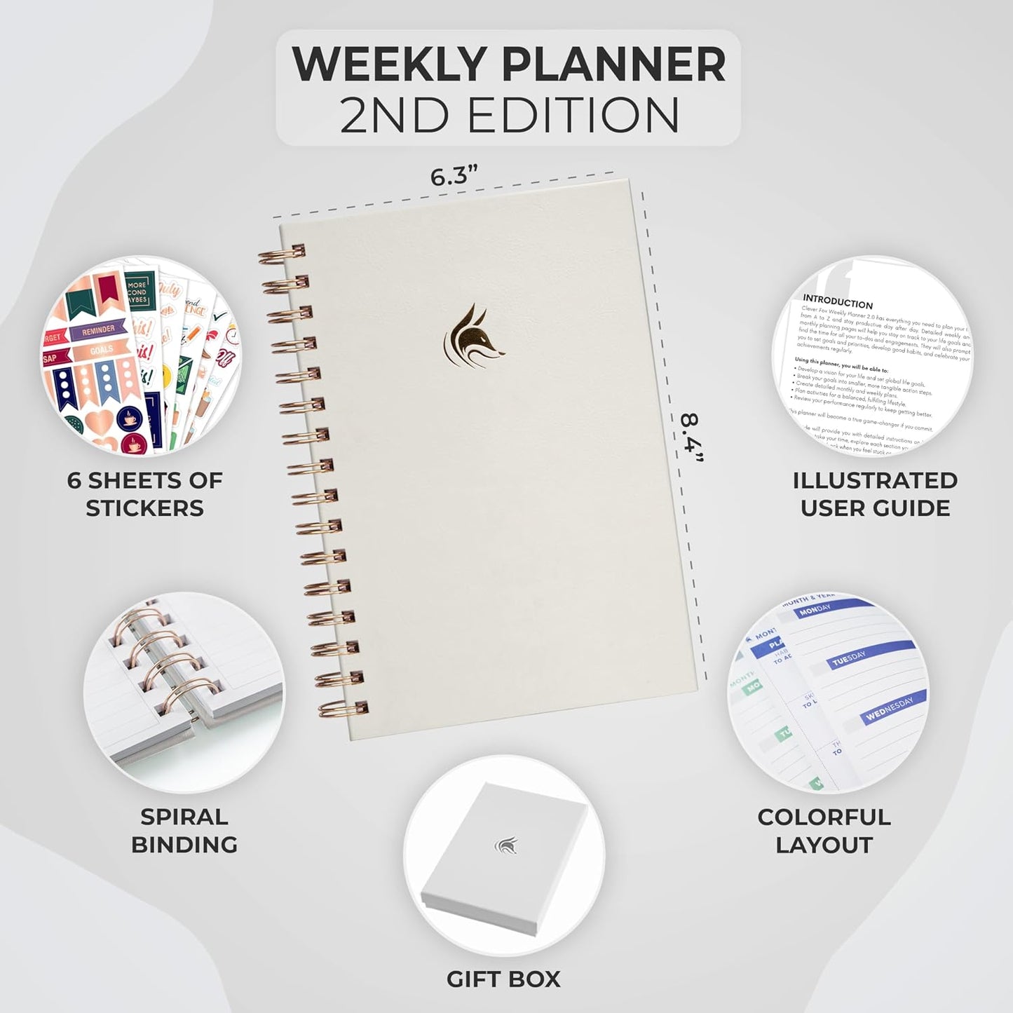 Clever Fox Planner 2nd Edition – Colorful Weekly & Monthly Goal Planner, Time Management & Productivity Organizer, Undated, A5 (Dark Teal)
