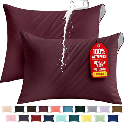 Utopia Bedding Premium 100% Waterproof Pillow Protectors with Zipper Standard Size (Set of 4), Bed Bug and Dust Mite Proof Zippered Pillow Covers, Pillow Encasement Cases, Gray
