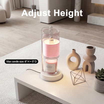 Candle Warmer Lamp with Timer, Modern Farmhouse Candle Warmer, Height Adjustable & Dimmable Electric Candle Warmer Lamp, Includes 2 Bulbs, Birthday Gift for Women, Mom, Housewarming - Flaxen