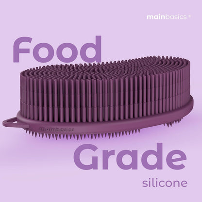 MainBasics Silicone Body Scrubber, Pink, Exfoliate | Dual-Sided, Shower Exfoliator, For Men & Women, Loofah Alternative
