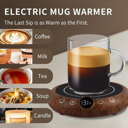 Coffee Mug Warmer, Valentines Day Gifts for Her Wife Girlfriend Daughter Him, Electric Cup Warmer for Desk, Candle Warmer Plate 8-Temp Setting & 1-12H Timer, Birthday Gifts for Women Men