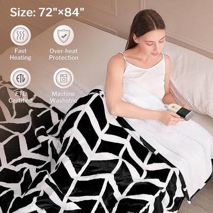 VENTIMI Electric Blanket Heated Throw, 50" x 60" Heated Blanket with 5 Heat Levels & 3 Hours Auto Off, Fast Heating Blankets with ETL & FCC Certification, Grey
