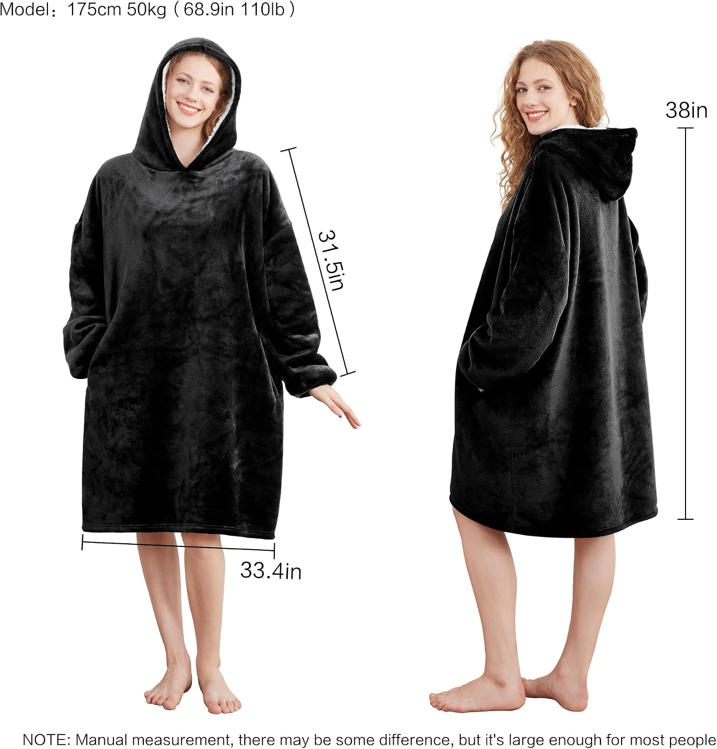 AmyHomie Wearable Blanket Hoodie for Adults & Teens,Oversized Sherpa Hooded Blanket,Warm Cozy Blanket Sweatshirt as Christmas Birthday Gifts for Women Men