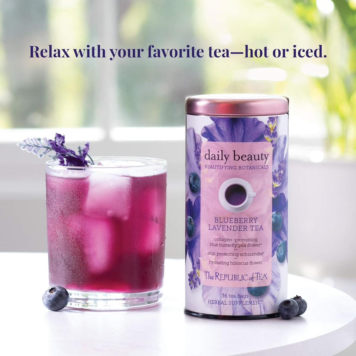 The Republic of Tea Beautifying Botanicals Daily Beauty Herbal Tea, 36 Ct