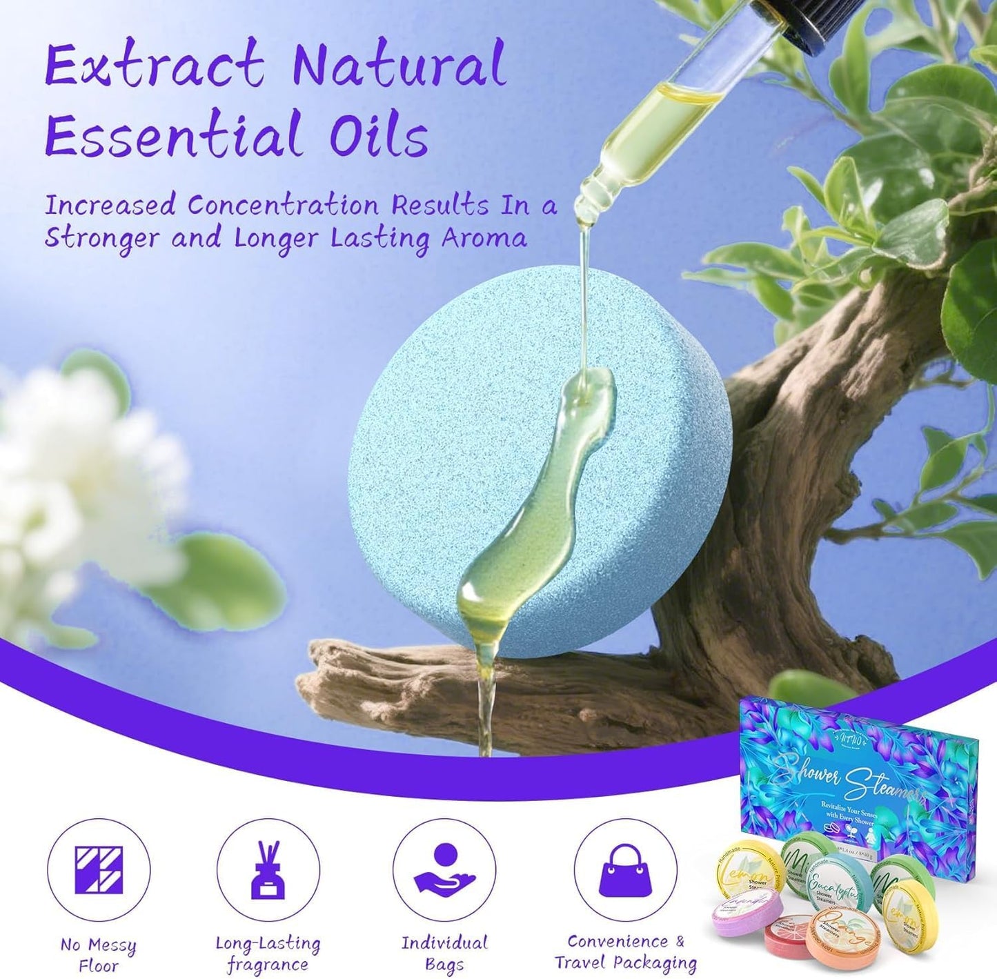 Shower Steamers Aromatherapy 8 Pack - Gifts for Women, Shower Bombs with Essential Oils, Self Care and Stress Relief Stocking Stuffers, Relaxation Birthday Gifts for Women and Men