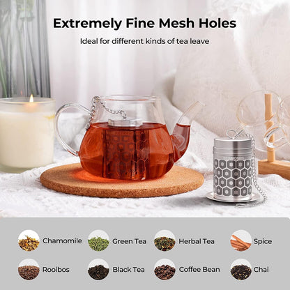 Reinmoson Large Tea Infuser for Loose Tea & Spice Infuser for Cooking, Extra Fine Mesh Tea Strainers, 304 Stainless Steel Loose Leaf Tea Steeper for Black Tea, Rooibos, etc
